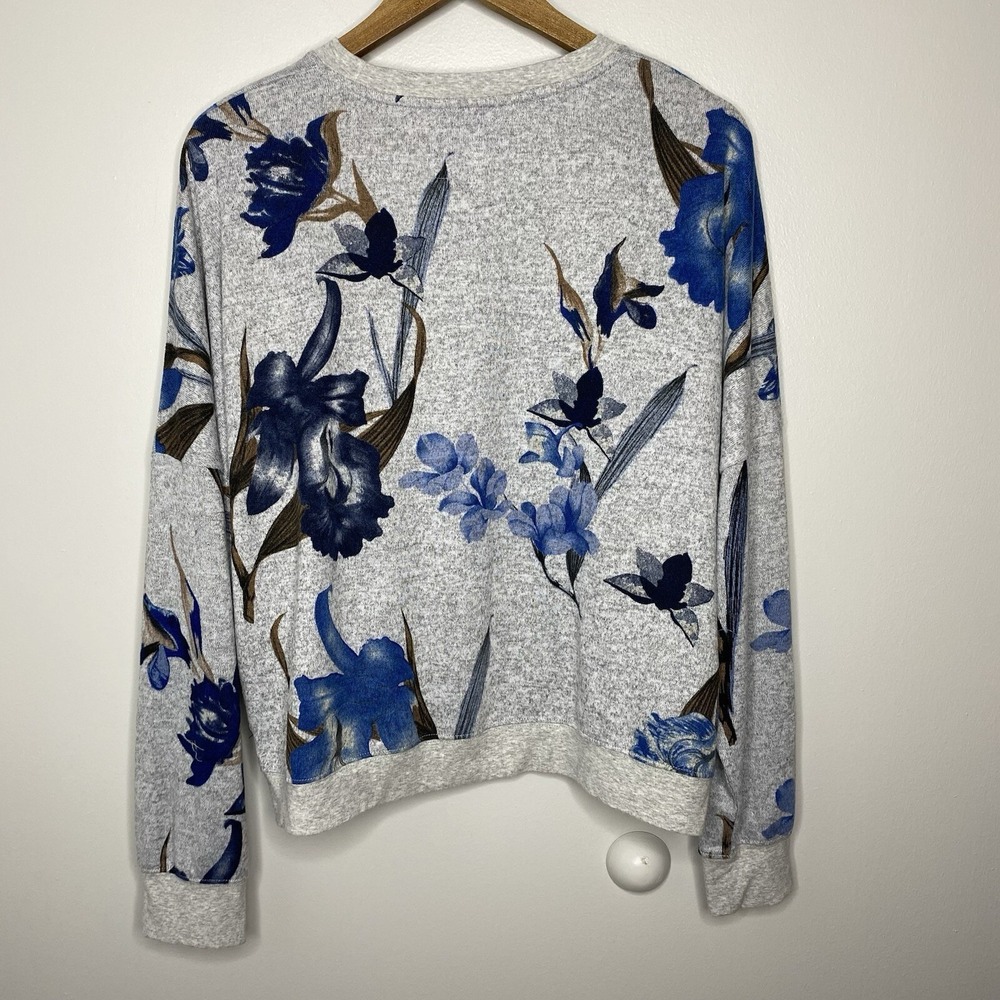 Zyia Active Sweatshirt Womens XXXL 3X Gray Blue Floral Cropped Dropped Shoulder - Picture 6 of 9